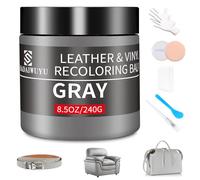 SHADAIWUYU Kit Reparation Cuir,240g Teinture Cuir Gris,Peinture Cuir Liquide pour Réparer Les éraflures et la Décoloration sur Canapés, Meubles en Vinyle, Sièges d'auto, Chaussures et Selles
