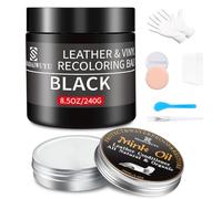 SHADAIWUYU Kit Reparation Cuir,240g Teinture Cuir Noir avec 100ml Entretien,Peinture Cuir Liquide pour Réparer Les éraflures et la Décoloration sur Canapés,Vinyle, Sièges d'auto, Chaussures et Selles