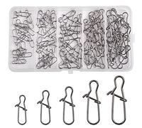 Shaddock Pêche 100 pcs/Box haute résistance Duo Lock SE fixe Taille 2 3 4 5 6 Nickel Noir en Acier Inoxydable Pêche Gear Nice SE fixe Attaquer kit d'accessoires - Test de 24,9 kilogram à 49,9 kilogram