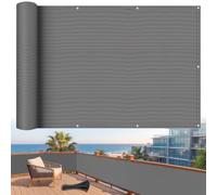 Shade&Beyond Brise Vue Balcon 100x600cm Imperméable, Protection UV, Résistant au Vent, avec Trous et Serre-Câbles pour Terrasse Extérieure,Gris foncé
