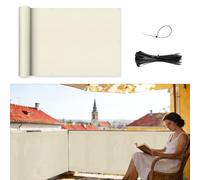 Shade&Beyond Brise Vue Balcon 90x800cm, Imperméable Cache Vue Balcon, Protection UV, résistant au Vent avec Cable Ties pour Exterieur Terrasse, Clôture, Patio, Blanc cassé