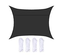 Shade Sails Sun Shade Sail Canopy Black Rectangle Suncreen Autoter UV Bloc UV Tissu de Sunshade Sunshade 2x3M 4x5m Sails avec Corde Libre, pour Le Gazebo de Patio de extérieur perg
