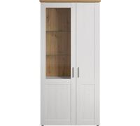 Shade Vitrine 95 x 194 cm 2 portes finitions, pin blanc, chêne.