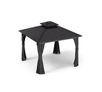 blumfeldt Tonnelle 3x3m, Tonnelle de Jardin Extérieur avec Toit en Acier Galvanisé, Armature en Aluminium, Rideaux & Moustiquaire Inclus, Protection UV, Noir