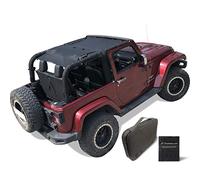 Shadeidea JK Pare-soleil compatible avec Jeep Wrangler JKU Top Pare-soleil en maille souple (2007-2018) - Bloque le bruit du vent et les UV - 2 portes - Noir - Avant et arrière (1 pièce)