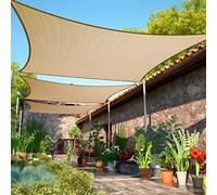 ShadeMart Voile de protection solaire beige sable UPF50 carré smTAPR1416 écran en tissu, perméable à l'eau et à l'air et aux UV, robuste, abri de voiture pour patio extérieur - Nous ajustons la taille