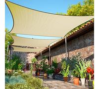 ShadeMart Voile d'ombrage 16' x 16' beige UPF50 auvent carré tissu écran smTAPR1416, perméable à l'eau et à l'air et aux UV, robuste, abri de voiture, patio extérieur - (nous ajustons la taille)
