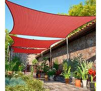 ShadeMart Voile d'ombrage rouge de 24' x 24' UPF50 carré smTAPR1416 auvent en tissu, perméable à l'eau et à l'air et aux UV, robuste, abri de voiture pour patio extérieur - Nous ajustons la taille
