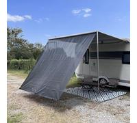 SHADEPLUS Store de protection solaire universel pour camping-car, parois avant pour auvents avec kit complet, diamètre 4,8 mm et 6,8 mm, tissu polyester gris