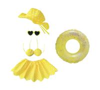 Shades Bikinis Lot de 5 statues d'oie jaune chapeau de soleil thème plage pour décoration de jardin extérieur 43,2 cm
