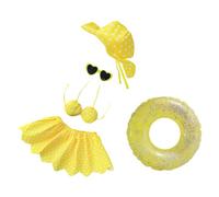 Shades Bikinis Lot de 5 statues d'oie jaune chapeau de soleil thème plage pour décoration de jardin extérieur 43,2 cm Costume d'oie saisonnier pour terrasse