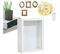 Shadow Box Frame - 25x25cm Wood Acrylic | DIY Miini Museum Display Case | 3D Memory Photo Frame | Decorative Keepsake Holder for Wedding Birthday Home Decor