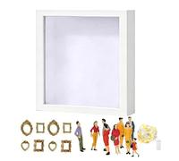 Shadow Box Picture Frame - Family Memory Museum Silhouette Case, Display Frame Shadow Box for Wedding, Graduation, Retirement | DIY Personalized Mini Museum with Gold Photo Frames and Figurines