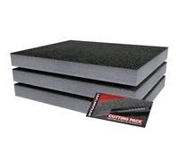 Shadow Foam Kit de démarrage 3 pièces | Inserts en mousse pour boîte à outils - Feuille de mousse 40 x 32 cm - Organisation de boîte à outils et systèmes de rangement d'outils (Gris, 50 mm)