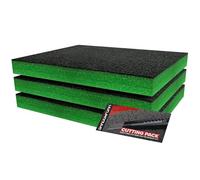 Shadow Foam Kit de démarrage 3 pièces | Inserts en mousse pour boîte à outils - Feuille de mousse 40 x 32 cm - Organisation de boîte à outils et systèmes de rangement d'outils (Vert, 50 mm)
