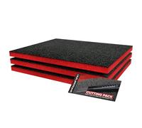 Shadow Foam Kit de démarrage 3 pièces | Inserts en mousse pour boîte à outils - Feuille de mousse 40 x 32 cm - Organisation de boîte à outils et systèmes de rangement d'outils (Rouge, 30 mm)