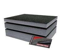 Shadow Foam Kit de démarrage gris 3 pièces | Inserts en mousse pour boîte à outils - Feuille de mousse 40 x 32 cm Lot mixte (30, 50 et 70 mm de profondeur) Boîte à outils Organisation DIY & Systèmes