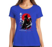 Shadow Ronin Samurai Katana Japan Warrior Y2K T-shirt pour femme, bleu, 3XL