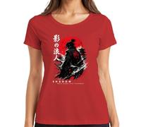 Shadow Ronin Samurai Katana Japan Warrior Y2K T-shirt pour femme, rouge, 3XL