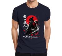 Shadow Ronin Samurai Katana Japan Warrior Y2K T-shirt pour homme, bleu marine, 3XL