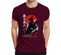 Shadow Ronin Samurai Katana Japan Warrior Y2K T-shirt pour homme, bordeaux, 3XL