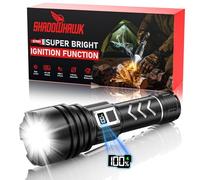 Shadowhawk Lampe de poche de survie LED rechargeable avec fonction d'allumage - Lampe tactique 30 W 10,00,0000 lumens extrêmement lumineuse, 1000 m de portée et 12 h d'autonomie (batterie 6000 mAh