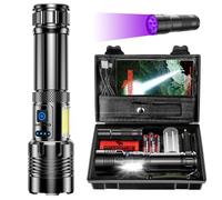 Shadowhawk XHM90.2 Lampe de poche LED rechargeable 50 0 000 lumens Lampe de poche LED extrêmement lumineuse avec lampe de travail COB USB 7 modes Lampe tactique puissante à piles pour le camping