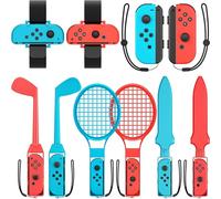 Shadowin Ensemble D'accessoires de Sport Switch 10 en 1 pour Jeux Nintendo Switch/OLED, Kit d'accessoires de Jeux de Sport Switch, Ensemble d'accessoires de jeu pour Jeux de Sport Switch OLED (Rouge)