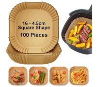Shadowin Lot de 100 feuilles de papier sulfurisé pour friteuse à air chaud, 2 à 4,1 l, 16 à 20,5 cm, anti-adhésif, jetables, compatibles avec COSORI, Cecotec Airfryer