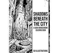 Shadows Beneath the City A Dark Monochrome Coloring Book: 50 Spooky Urban Illustrations for Adults