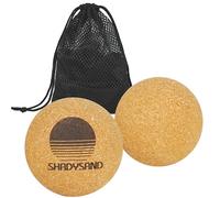 SHADYSAND - Boules de massage en liège (x2) 6 cm - Balle de massage pieds, dos & cervicales - Trigger points, auto-massage & maderothérapie - Filet + livret d’exercices