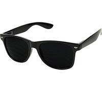 ShadyVEU Lunettes de soleil rondes super foncées, protection UV, charnière à ressort, nuances classiques des années 80, migraine, yeux sensibles, Cadre noir mat doux, Large