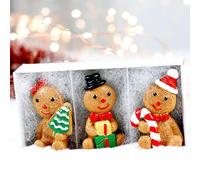 Shaersu Figurines Pain d'Épice Mini 3 Pièces, Figurine de Table de Noël, Sculpture de Décoration Artistique en Résine pour Étagère et Table Maison Festive Intérieur Présentation