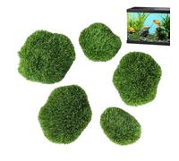 Shaersu Lot de 5 Boules de Mousse pour Aquarium, décoration de Table, algues Vertes décoratives pour Aquarium et Boules Aquatiques en Mousse Verte, pour décoration d'intérieur