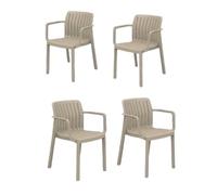 SHAF - Lot de 4 chaises de Jardin et Restauration empilables - Extérieur terrasse et hôtellerie - Plastique recyclé résistant aux UV - Fabriquées en Espagne - Modèle Lea - Couleur Taupe