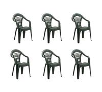 SHAF Lot de 6 chaises de Jardin Cancún empilables en Plastique résistant avec Assise et Dossier Confort Idéal pour terrasse, Jardin et Patio Vert