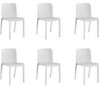 Shaf - Lot de 6 chaises empilables Grana - Jardin extérieur et terrasse - Plastique recyclé résistant aux UV - Capacité de Charge jusqu'à 180 kg - Blanc