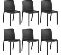 Shaf - Lot de 6 chaises empilables Grana - Jardin extérieur et terrasse - Plastique recyclé résistant aux UV - Capacité de Charge jusqu'à 180 kg - Noir