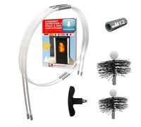 SHAFFER PRO - kit de ramonage poêle pellet 3 mètres - hérisson ramonage 80 mm 100 mm EASYFLEX [Ebook Offert à Télécharger poêle pellets granules] 6 cannes de ramonage flexible Adaptateur (3 Mètres)