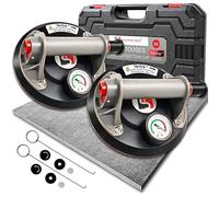 Shaffer Pro TilerGrip+ - 2 Ventouses Carrelage 200mm avec Manomètre - 320kg Ventouses Professionnelles pour Carreaux, Vitres, Grès Cérame - Forte Aspiration, Valise Incluse