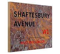 Shaftesbury Avenue Panneau en bois West End London Décoration vintage 40 cm x 30 cm