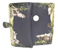 Shag Wear Wolf Pack Grand portefeuille pour femme - Pochette en cuir synthétique végétalien avec motif de loup, thème de la faune, fermeture magnétique, organiseur de cartes et de factures, gris, 17,8