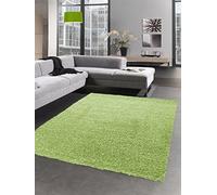 Shaggy Carpet Tapis à Poils Profond Pile Longue Tapis de Salon carpette uni Vert Größe 140x200 cm