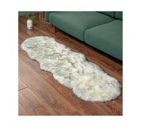Shaggy Fur Rug Bedroom Soft Fluffy Faux Area Rugs Washable Plush Bedside Carpet for Living Room Sofa Decor pour Le Salon(White Grey Tip,60x120cm)