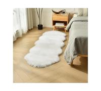 Shaggy Fur Rug Bedroom Soft Fluffy Faux Area Rugs Washable Plush Bedside Carpet for Living Room Sofa Decor pour Le Salon(White,80x200cm)