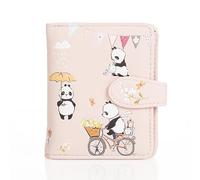 Shagwear Portefeuille pour femme en cuir et PU souple - 6 compartiments pour cartes, 1 fenêtre d'identification avec poche porte-monnaie petit et court en belles couleurs, Panda Mania, fantaisie