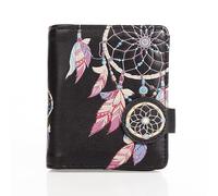 Shagwear Portefeuille pour femme en cuir et PU souple - 6 compartiments pour cartes, 1 fenêtre d'identification avec poche porte-monnaie petit et court en belles couleurs, Chasseur de rêves