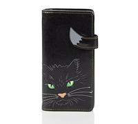 Shagwear Portefeuille pour jeune femme Différentes couleurs et modèles - noir - Katzengesicht grüne Augen Schwarz/ Cat's Face Green Eyes,
