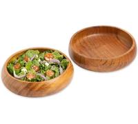SHAHAZ CRAFTS Lot de 2 bols à salade en bois d'acacia - Grands bols individuels de 20,3 x 5,1 cm (708,7 g) avec revêtement en bois de qualité alimentaire | Assiettes sans joint en bois pour aliments