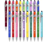 SHAIDOJIO 20Pièces Stylo Bille de Citations, 1.0mm Noire Encre Stylo Personnalisé en Métal, Rétractable 2 en 1 Stylos de Motivation à Écran Tactile pour Collègues Bureau École Enseignant